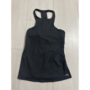 Alo Racerback Tank Top Sz XS Charcoal Gray Athletic Performance